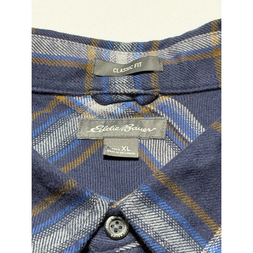 Eddie Bauer Button Shirt Plaid Long Sleeve Flannel Casual Preppy Men’s Size XL - Picture 3 of 10